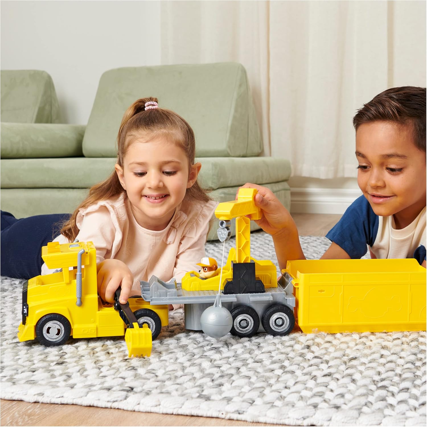 PAW Patrol Rubble 2-in-1 Transforming X-Treme Truck with Excavator Toy, Crane, Lights & Sounds, Action Figures – for Kids Ages 3 and Up