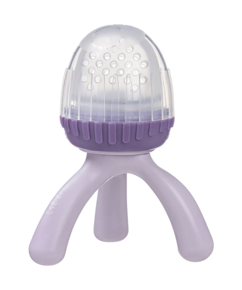 B.Box Silicone Fresh Food Feeder for Babies (4m+) | Self-Feeding Fruit & Veggie Teether with Ergonomic Tripod Handle | BPA-Free & Dishwasher Safe | Available in Lullaby Blue, Sage Green, Blush Pink, Peony Purple - MINIMEE KIDS