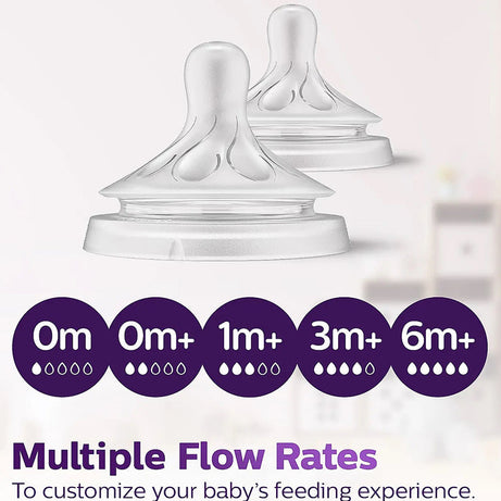 Philips Avent Natural Response Feeding Bottle - Anti-Colic - 125 ml | Flow 2 Nipple - Transparent - 0M+