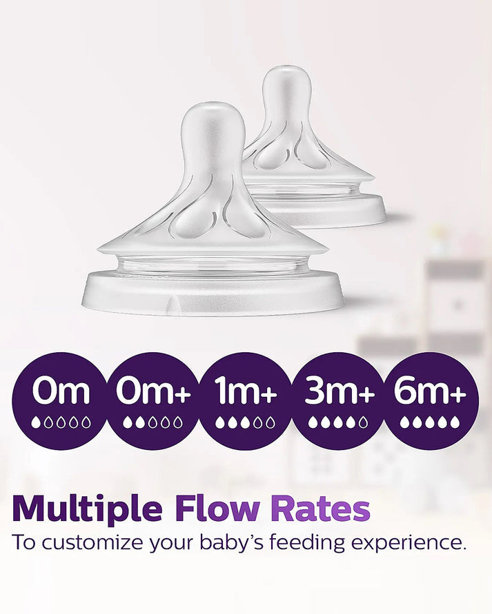 Philips Avent Natural Response Feeding Bottle - Anti-Colic - 125 ml | Flow 2 Nipple - Transparent - 0M+