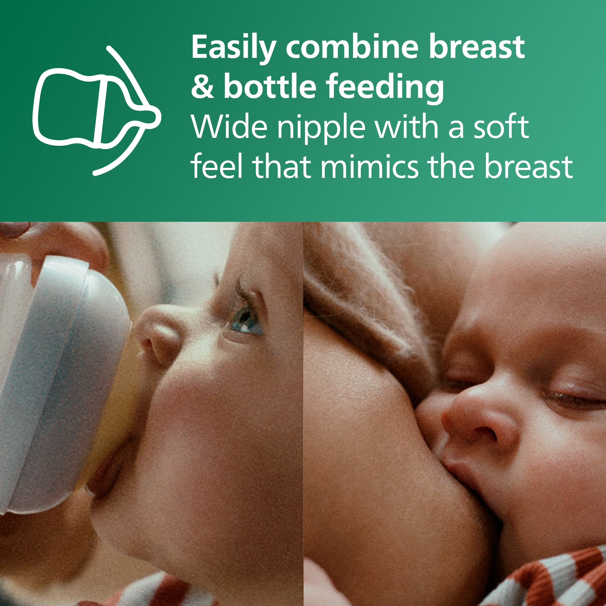 Philips Avent Natural Response Glass Baby Bottle Pack of 2 - 240ml SCY913/02 | Glass Feeding Bottle for Babies 1+ Months | Natural Response Nipple | Anti-Colic Valve | Heat & Thermal Shock Resistant | Breastfeeding and Bottle Feeding Combination