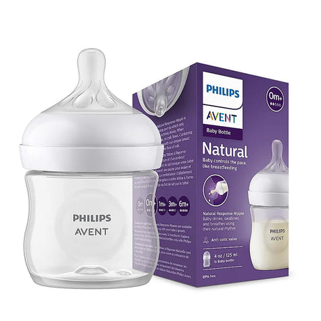 Philips Avent Natural Response Feeding Bottle - Anti-Colic - 125 ml | Flow 2 Nipple - Transparent - 0M+