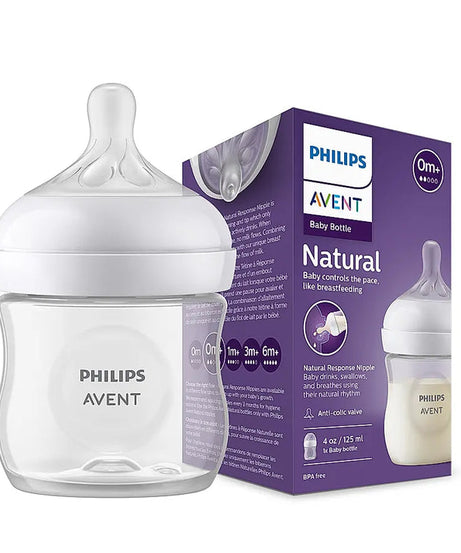 Philips Avent Natural Response Feeding Bottle - Anti-Colic - 125 ml | Flow 2 Nipple - Transparent - 0M+ - MINIMEE KIDS