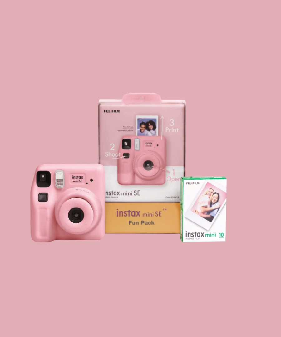 Fujifilm Instax Mini SE Instant Camera Fun Pack with Glossy Film – Stylish & Compact Instant Photo Bundle | Perfect for Gifting | Includes Film Pack & Accessories - MINIMEE KIDS