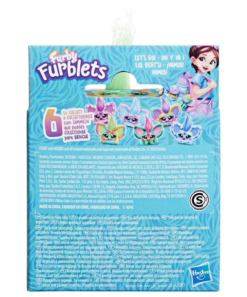 Hasbro Furby Furblets Pix-Elle Mini Electronic Plush Toy for Kids 6+ Years | 45+ Gamer Tunes & Sounds | Clip-On Keychain | Interactive Music Toy with Peekaboo Ears