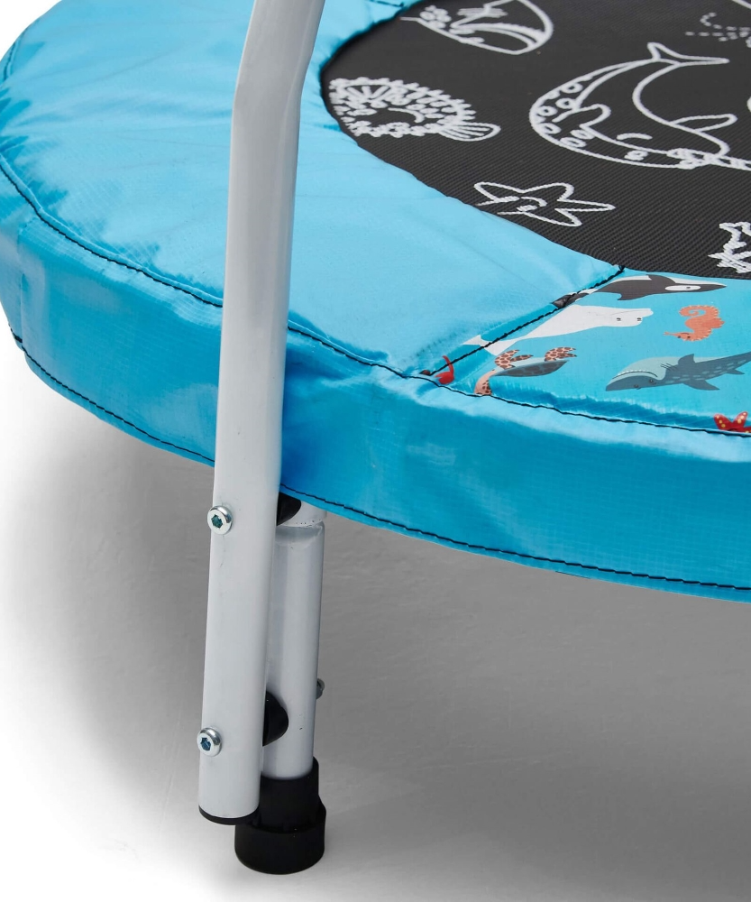 Plum Junior Ocean Bouncer Trampoline with Ocean-Themed Sounds – Safe Spring-Free Indoor Trampoline for Toddlers 18 Months+ | Soft-Grip Handle | Motion-Activated Sea Animal Sounds | Max Weight 25kg