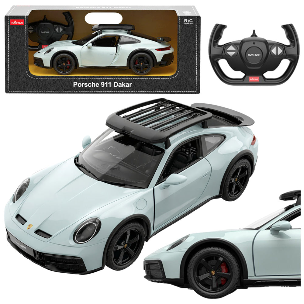 Rastar Porsche 911 Dakar RC Car 1:14 Scale – Licensed Remote Control Porsche Sports Car with LED Lights, 2.4GHz Controller, Opening Doors & Rubber Tires | Premium R/C Porsche 911 Dakar Standard Version - MINIMEE KIDS