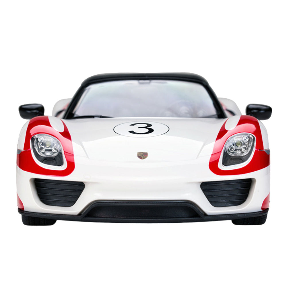 Rastar Porsche 918 Spyder Weissach RC Car 1:14 Scale White – Licensed Remote Control Porsche Sports Car with LED Lights, 2.4GHz Controller & Rubber Tires | Premium Porsche 918 Spyder R/C Model - MINIMEE KIDS
