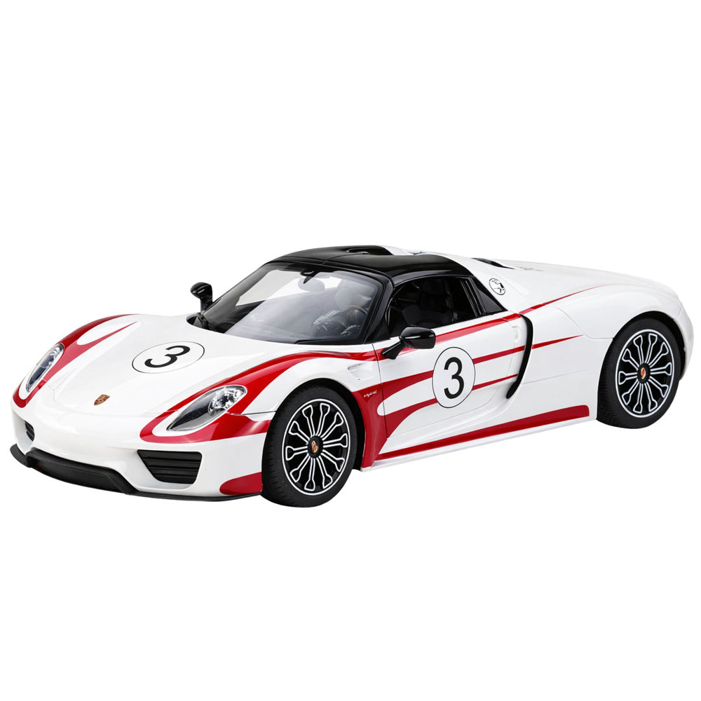 Rastar Porsche 918 Spyder Weissach RC Car 1:14 Scale White – Licensed Remote Control Porsche Sports Car with LED Lights, 2.4GHz Controller & Rubber Tires | Premium Porsche 918 Spyder R/C Model - MINIMEE KIDS