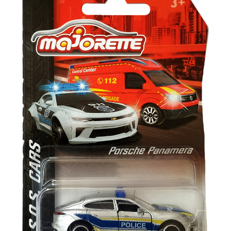 Majorette SOS Cars - Set of 6 | Official Licensed Die-Cast Emergency Vehicles (Porsche, Camaro, Ambulance, Fire Truck, Police, SUV)
