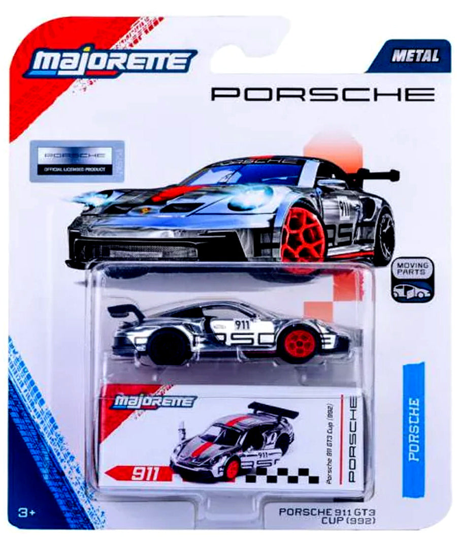 Majorette Porsche 911 GT3 Cup (992) Die-Cast Metal Toy Car with Opening Parts | Official Porsche Licensed Racing Collectible for Kids 3+ Years