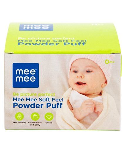 Mee Mee Soft feel Powder Puff with Box Holder Container for New Born and Kids