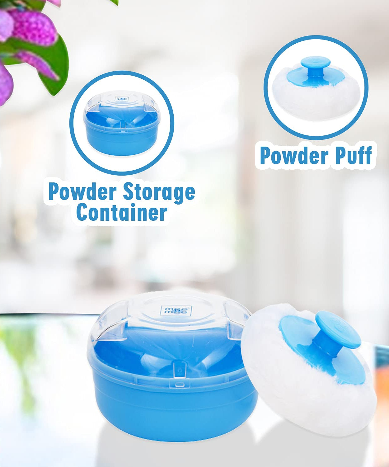 Mee Mee Soft feel Powder Puff with Box Holder Container for New Born and Kids - MINIMEE KIDS