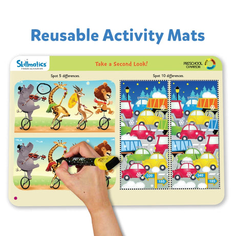 Skillmatics Preschool Champion: Write & Wipe Reusable Activity Mats for Kids Ages 3-6 | Master Key Concepts for School Readiness with 17 Engaging Activities