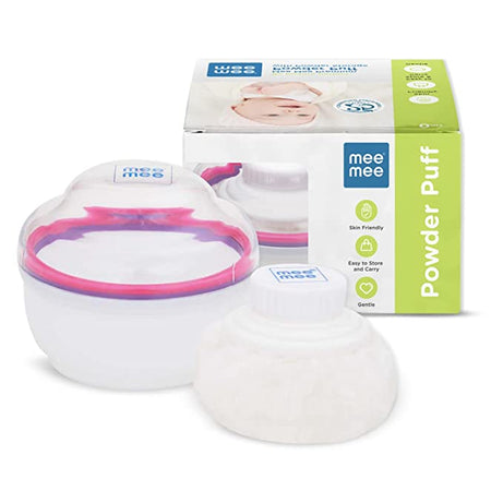 Mee Mee Premium Powder Puff with Powder Storage for Babies (Color May differ)