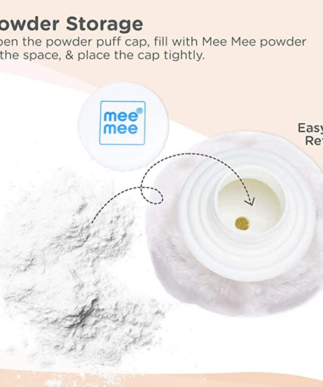 Mee Mee Premium Powder Puff with Powder Storage for Babies (Color May differ) - MINIMEE KIDS