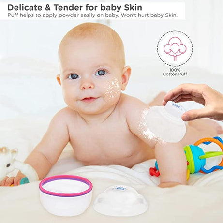 Mee Mee Premium Powder Puff with Powder Storage for Babies (Color May differ)