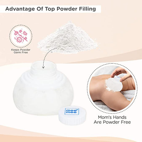 Mee Mee Premium Powder Puff with Powder Storage for Babies (Color May differ)