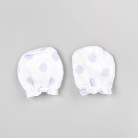 BeeLittle Organic Muslin Mittens for Newborns – Purple Polka Design | Super Soft 100% Cotton | Breathable, Lightweight & Gentle Protection for Baby Hands (0–6 Months)