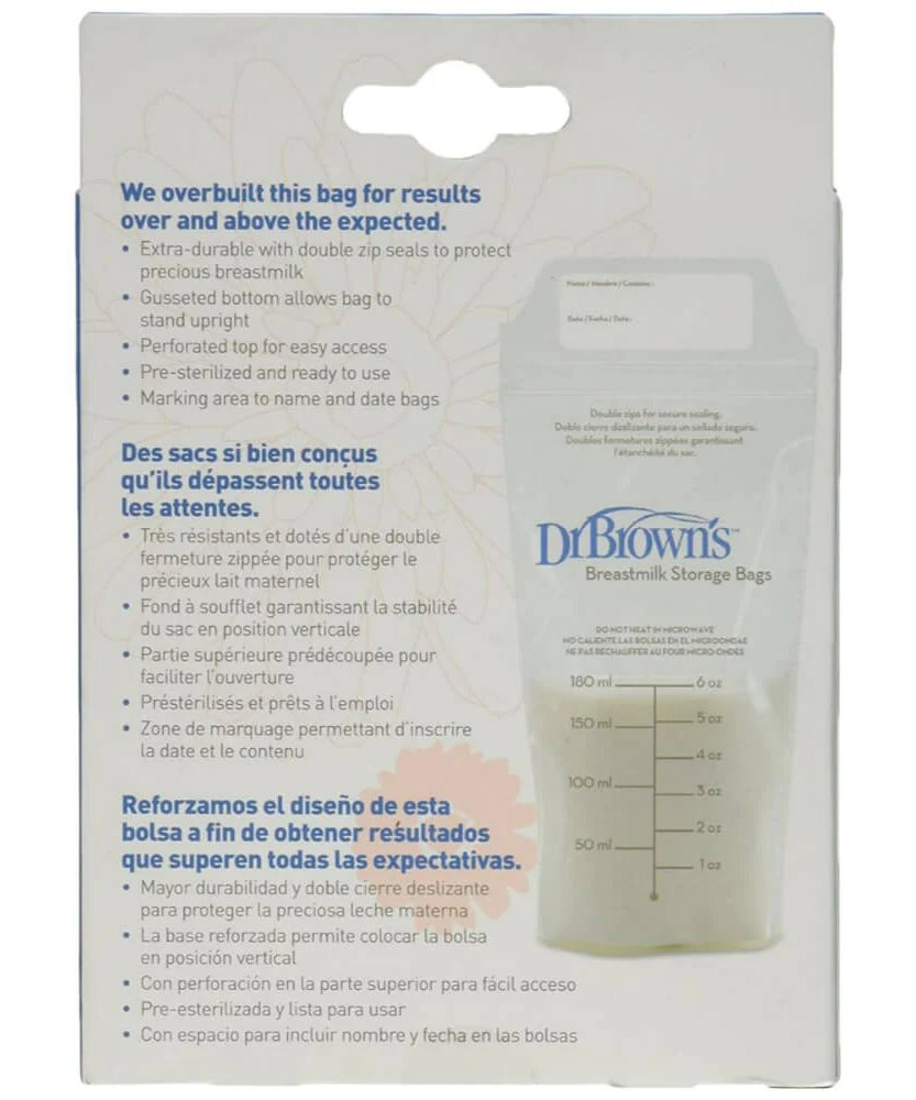 Dr Brown's Breast Milk Storage Bags pre-sterilized - 25*180ml - MINIMEE KIDS