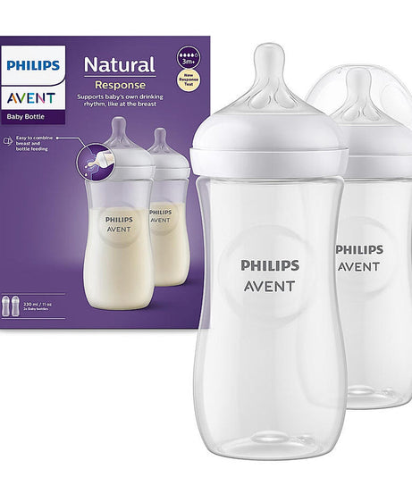 Philips Avent Natural Response Baby Feeding Bottle 330ml Pack of 2 | No.1 Brand Recommended by Moms Worldwide | Ideal for 3 Months+ | Natural Response Technology Mimics Breastfeeding | SCY906/02