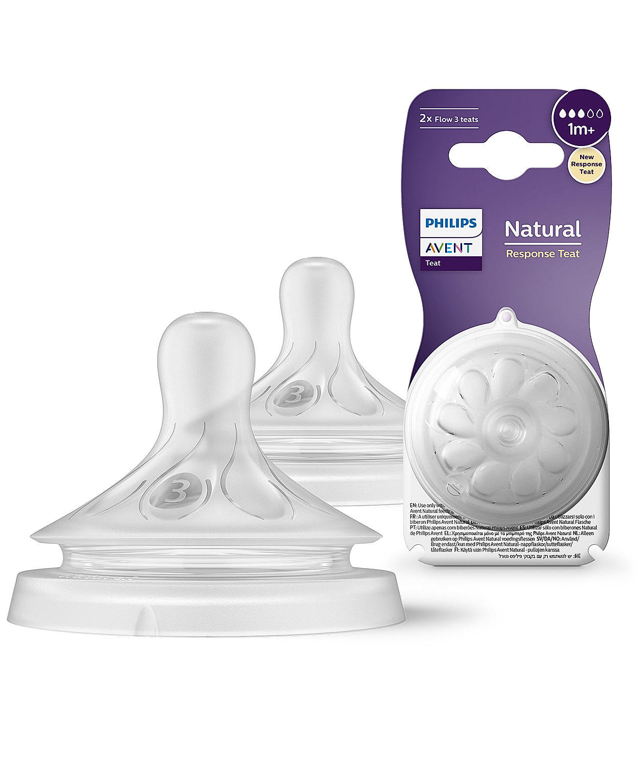 Philips Avent Natural Response Teat - Flow 3 | Pack of 2 | SCY963/02 - Ideal for Babies Aged 1 Month and Above - MINIMEE KIDS