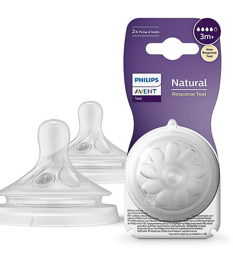 Philips Avent Natural Response Teat for 3 months and above | Flow 4 | Pack of 2 | BPA Free | SCY964/02 - MINIMEE KIDS