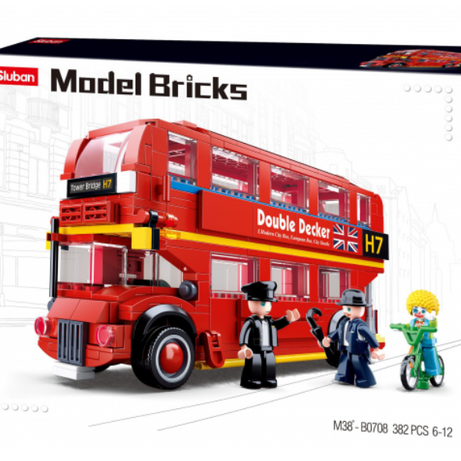 Sluban Model Bricks Red London Double-decker Bus 394 Pieces M38-B0708 Building Blocks Toy for 10+ Years