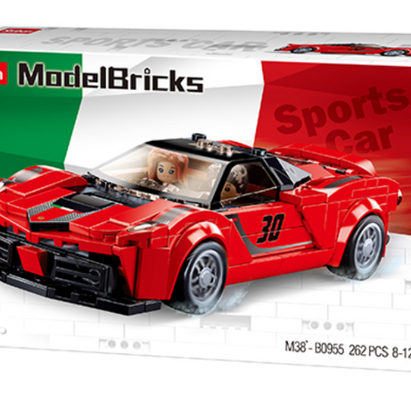 Sluban Model Bricks Sports Car M38-B0955 262 Pieces Building Block Racing Car Toy for Kids 8+ years