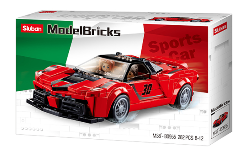 Sluban Model Bricks Sports Car M38-B0955 262 Pieces Building Block Racing Car Toy for Kids 8+ years