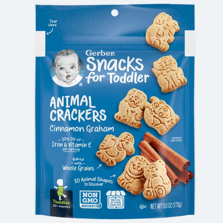 Gerber Animal Crackers Cinnamon Graham - Snacks For Toddler 12 Months & Above