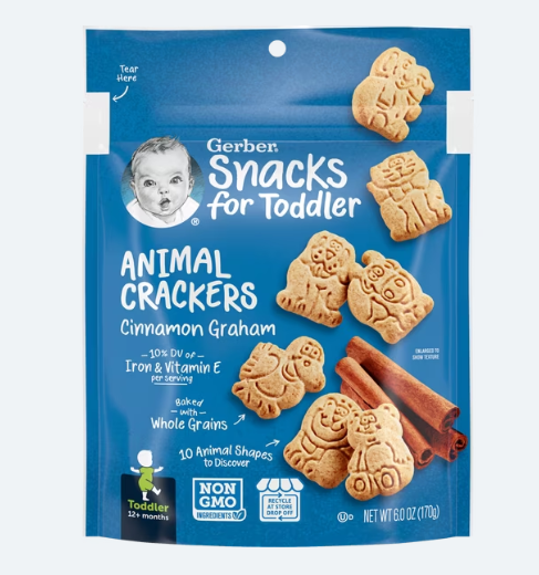 Gerber Animal Crackers Cinnamon Graham - Snacks For Toddler 12 Months & Above