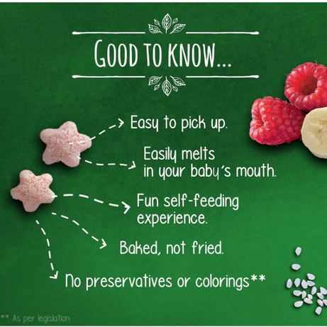 Gerber Organic Nutripuffs Raspberry & Banana For Babies 8 Months & Above - 35g