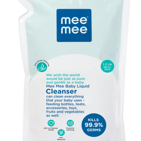 Mee Mee Anti-Bacterial Baby Liquid Cleanser for Liquid vessel nipple cleaning milk bottle clothes Refill Pack - 1.2 Litre