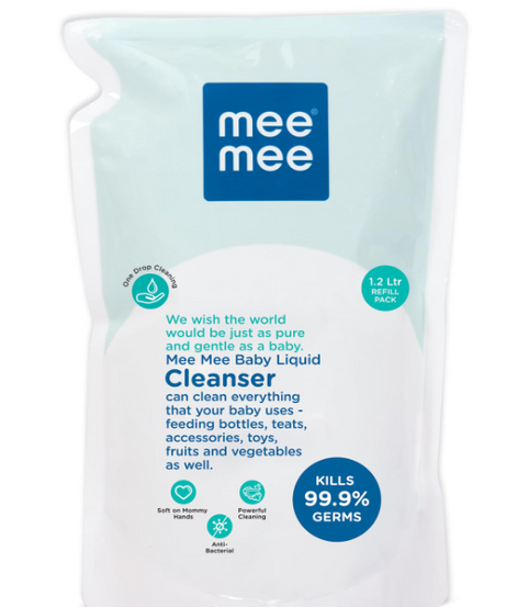 Mee Mee Anti-Bacterial Baby Liquid Cleanser for Liquid vessel nipple cleaning milk bottle clothes Refill Pack - 1.2 Litre - MINIMEE KIDS