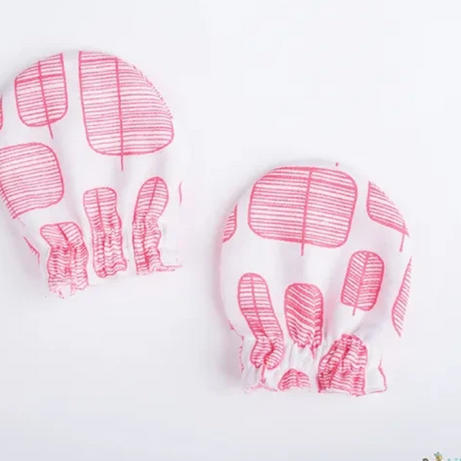 Woofy Leafy - 0-6m Organic Muslin Mittens