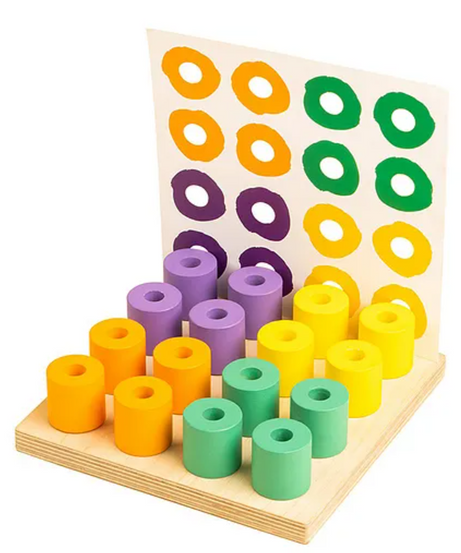 Curious Cub Wooden Stacking & Colour Matching Toy, Montessori-Inspired Educational Ring Stacker for Toddlers Aged 1.5 Years+, Develops Hand-Eye Coordination, Color & Size Recognition