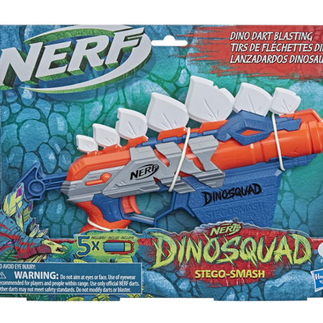 Nerf DinoSquad Stegosmash Dart Blaster | Dinosaur Design, 4-Dart Storage & 5 Official Darts | Fun for Ages 8+