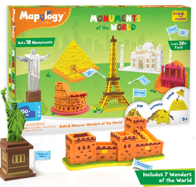 Imagimake Mapology - Monuments of The World Educational Toy and Learning Aid - Puzzles for Kids for Age 5 Years+