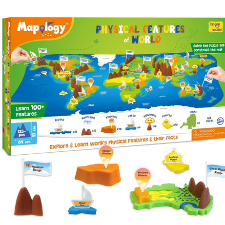 Imagimake Mapology - Physical Features of World - Educational Toy and Learning Aid - Puzzles for Kids for Age 5 Years