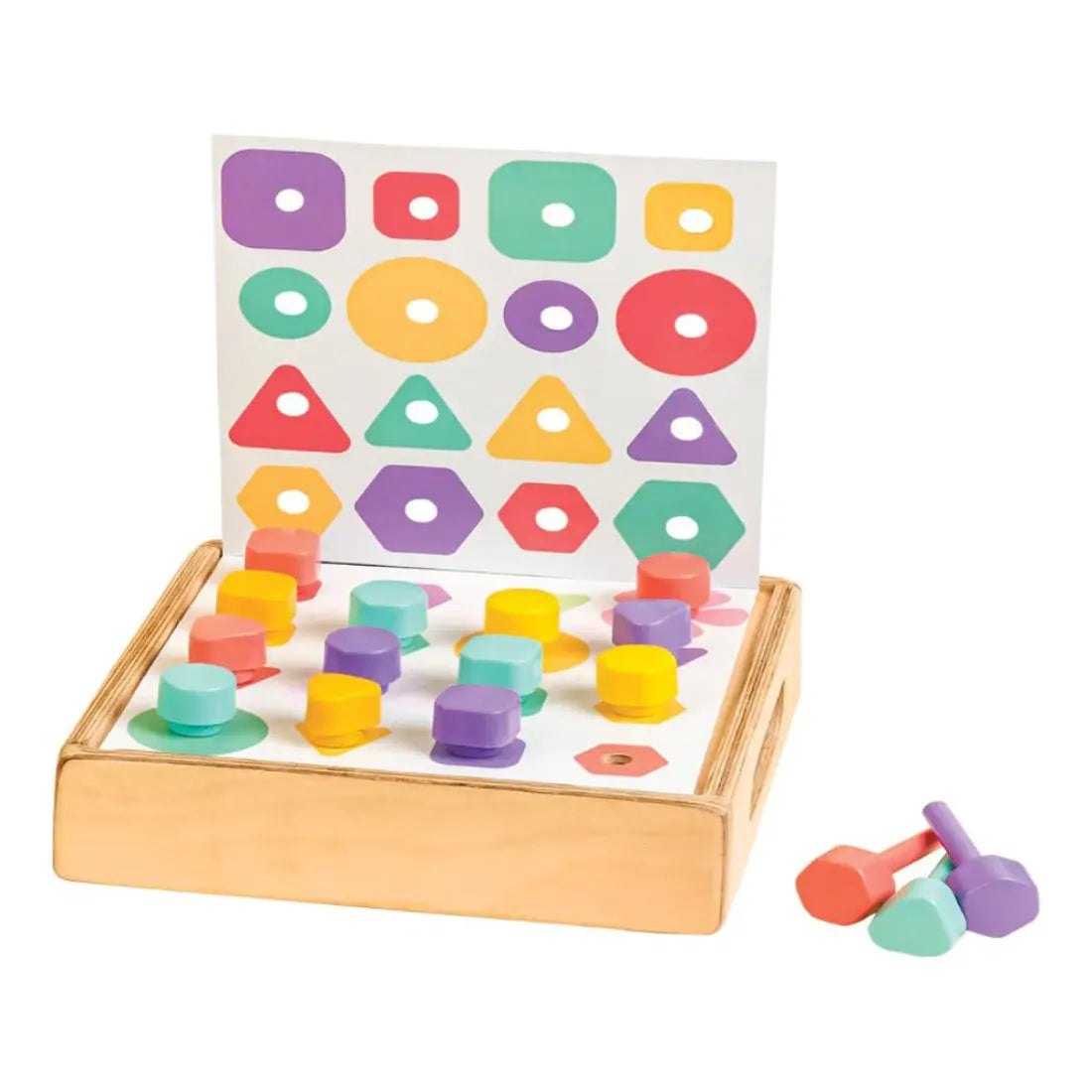 Curious Cub Shape and Colour Matching Board | Montessori Wooden Sorting Toy for Toddlers | Educational Peg Board for 36 Months+