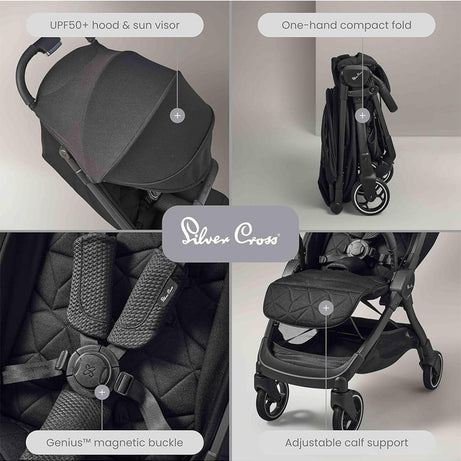 Silver Cross Clic Lightweight Baby Stroller, Cabin Approved | One Hand Fold Car Seat Compatible | Upto 22Kg