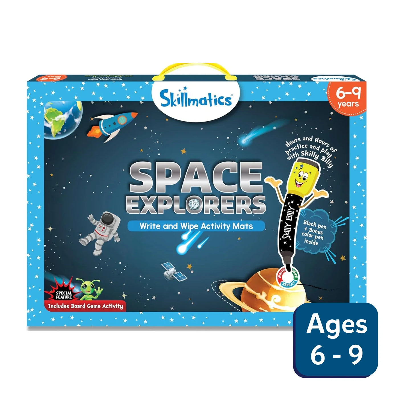 Skillmatics Space Explorers: Engaging Write & Wipe Activity Mats for Kids Ages 6-9 | Discover the Wonders of Space with 20 Repeatable Activities, Board Game Fun, and Essential Learning Skills