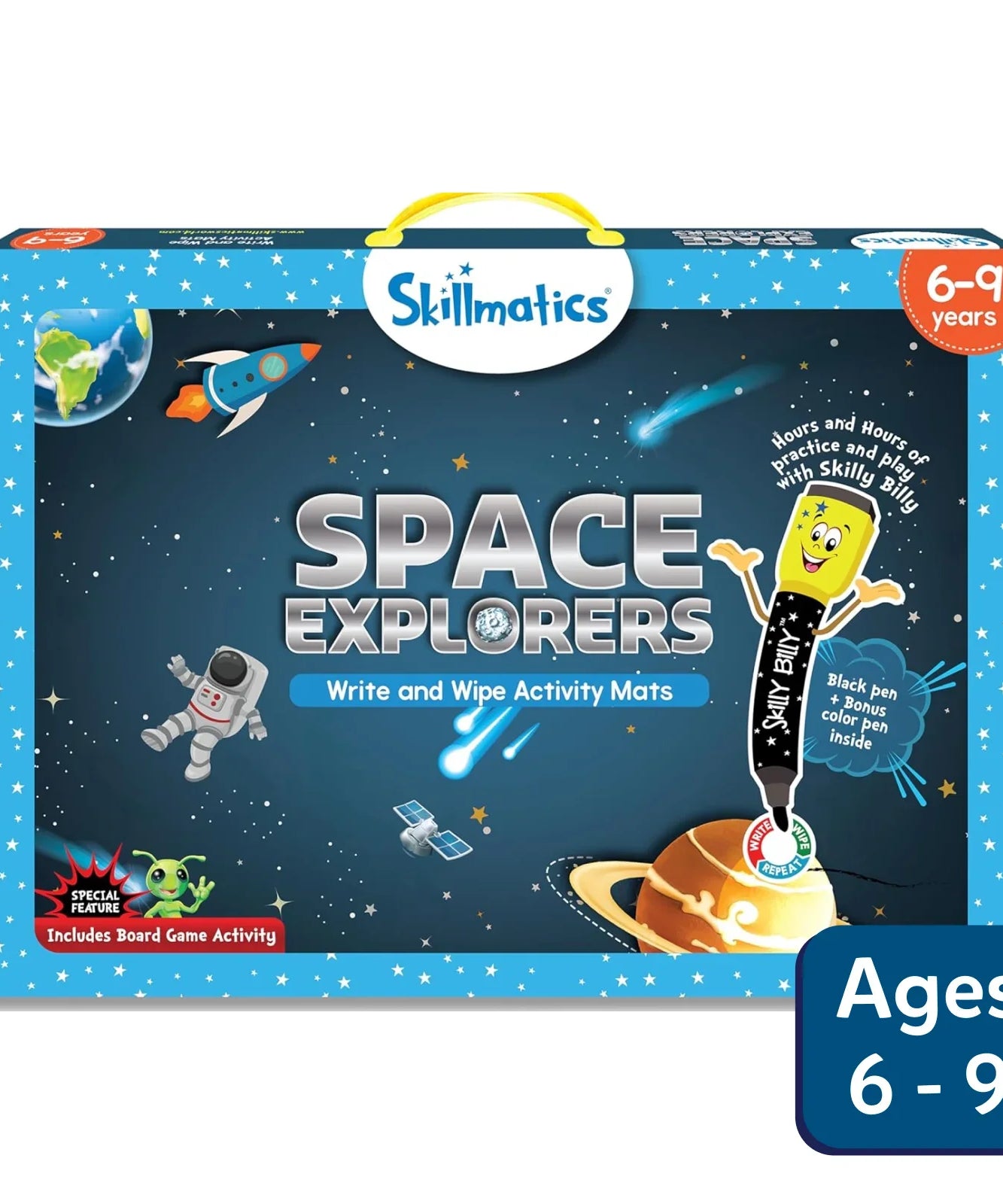 Skillmatics Space Explorers: Engaging Write & Wipe Activity Mats for Kids Ages 6-9 | Discover the Wonders of Space with 20 Repeatable Activities, Board Game Fun, and Essential Learning Skills - MINIMEE KIDS