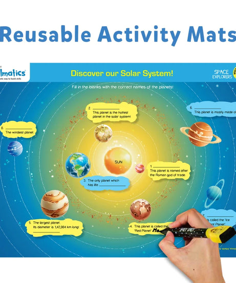 Skillmatics Space Explorers: Engaging Write & Wipe Activity Mats for Kids Ages 6-9 | Discover the Wonders of Space with 20 Repeatable Activities, Board Game Fun, and Essential Learning Skills - MINIMEE KIDS
