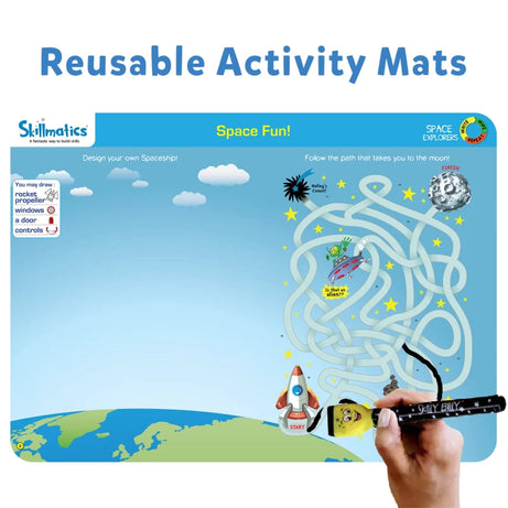 Skillmatics Space Explorers: Engaging Write & Wipe Activity Mats for Kids Ages 6-9 | Discover the Wonders of Space with 20 Repeatable Activities, Board Game Fun, and Essential Learning Skills