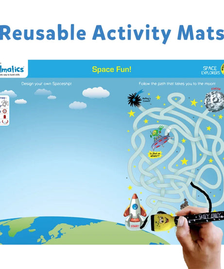 Skillmatics Space Explorers: Engaging Write & Wipe Activity Mats for Kids Ages 6-9 | Discover the Wonders of Space with 20 Repeatable Activities, Board Game Fun, and Essential Learning Skills - MINIMEE KIDS