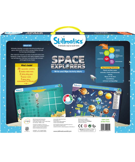 Skillmatics Space Explorers: Engaging Write & Wipe Activity Mats for Kids Ages 6-9 | Discover the Wonders of Space with 20 Repeatable Activities, Board Game Fun, and Essential Learning Skills - MINIMEE KIDS