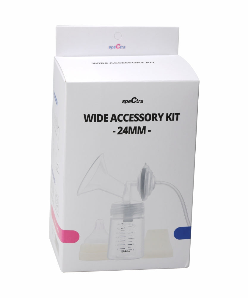 Spectra Wide Accessory Kit 24mm for Spectra S1 & S2 Breast Pumps – BPA Free Breast Pump Accessory Set with Bottle, Tubing, Backflow Protector, Breast Flange & Duckbill Valve | Compatible with Spectra S1 Plus, S2 Plus & Synergy Gold - MINIMEE KIDS
