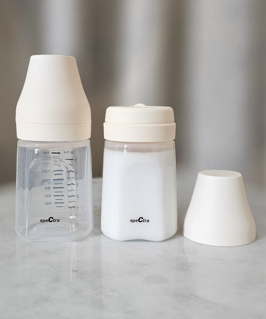 Spectra Breast Milk Storage Bottles – BPA-Free, Wide-Neck, Anti-Roll Design | Compatible with Spectra Breast Pumps (Except Wearable) | 2 Bottles of 160ml Each - MINIMEE KIDS